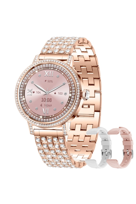 Smart watch for WomenAnswer/Make Call, 1.27'' AMOLED Smartwatchwith 110+ Sport Modes, IP68 Waterproof, Fitness Tracke Fits for Android/iPhone3 straps