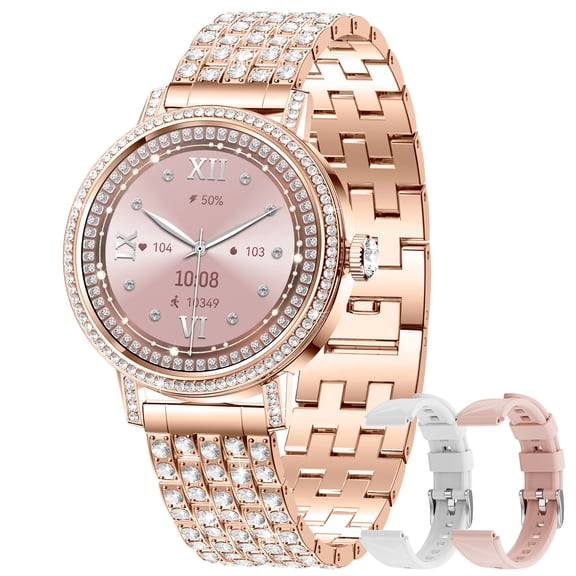 Mingdaln Smart watch for WomenAnswer/Make Call, 1.27'' AMOLED Smartwatchwith 110+ Sport Modes, IP68 Waterproof, Fitness Tracke Fits for Android/iPhone3 straps