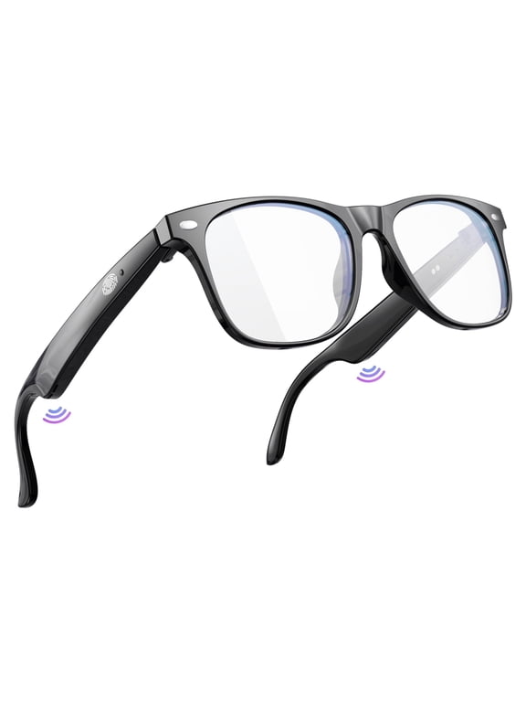 AI Smart Glasses for Men and Women, Smart Glasses with Open-Ear Voice Control & Wireless Bluetooth Calling, Anti-Blue Light, Traveling and Driving