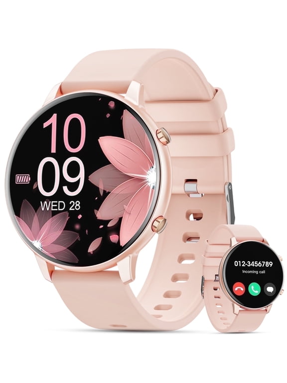 Women Smart Watch 45MM, with Answer Make Call/IP68 waterproof/10 days standby, with Fitness Tracker,fits for Android iPhone Devices（Pink）
