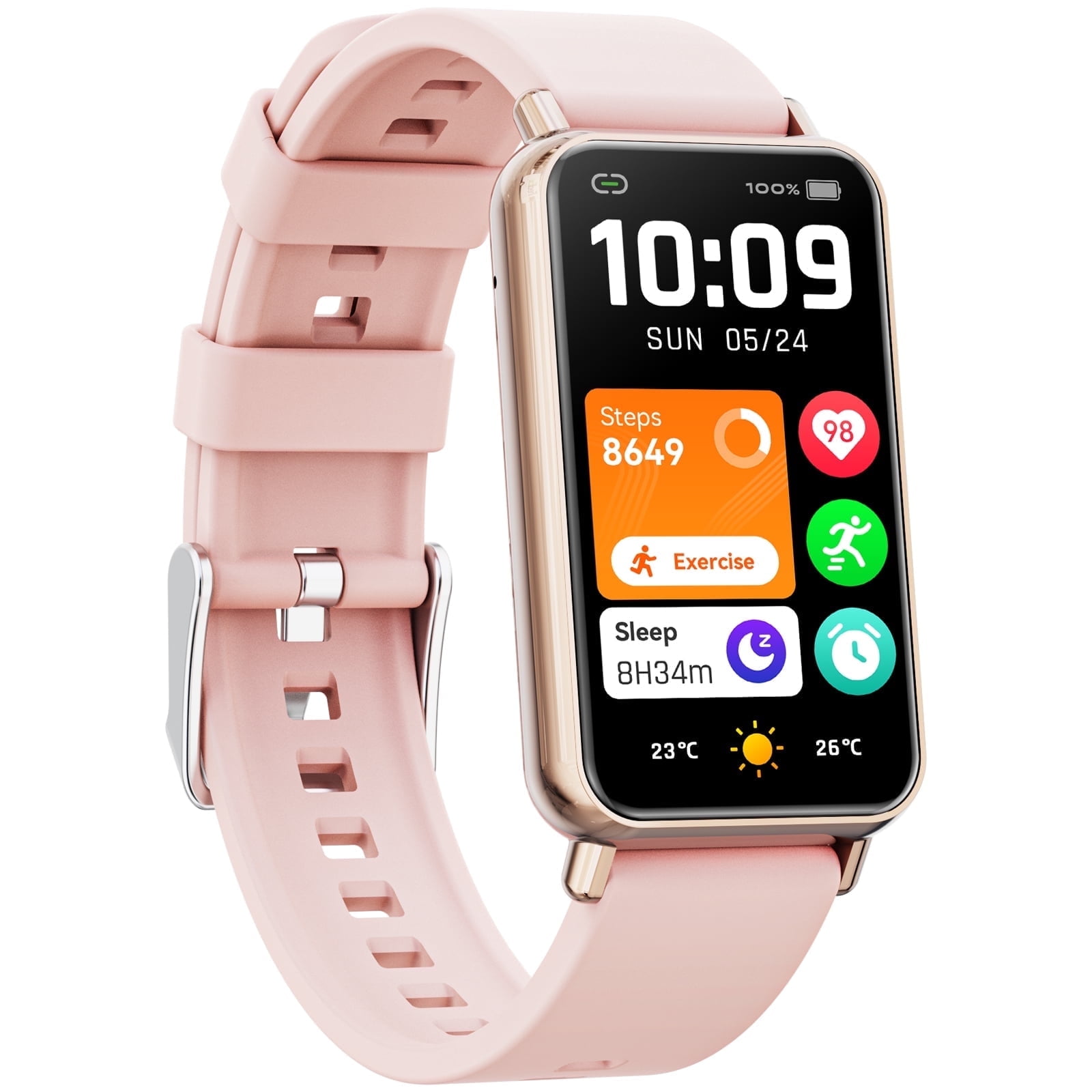 Mingdaln Fitness Tracker Watch for Men Women - Pink, image size:1600x1600