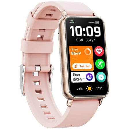 Mingdaln 1.47-inch Fitness Tracker，with120+ Sport Modes/IP68 Waterproof， Smartwatch for Women Men， fits for Android and iPhone Devices (Pink)