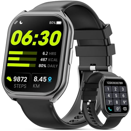 Mingdaln 2025 New 1.85-inch Men Women's Smartwatch with Answer/Make Calls/120+ Sport Modes/Message Reminder, IP68 Waterproof,Fitness Tracker fits for Android iPhone Devices(Black)