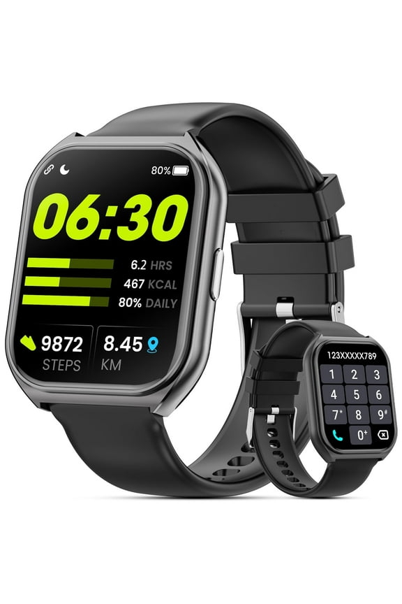 2025 New 1.85-inch Men Women's Smartwatch with Answer/Make Calls/120+ Sport Modes/Message Reminder, IP68 Waterproof,Fitness Tracker fits for Android iPhone Devices（Black）