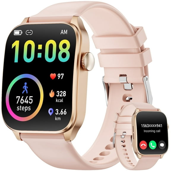 Mingdaln Women's Smartwatch, 1.91-inch HD Curved Screen Fitness Tracking Watch with Wireless Calling/Message Alerts/IP68 Water Resistant fits for Android and iPhone Devices (Pink)