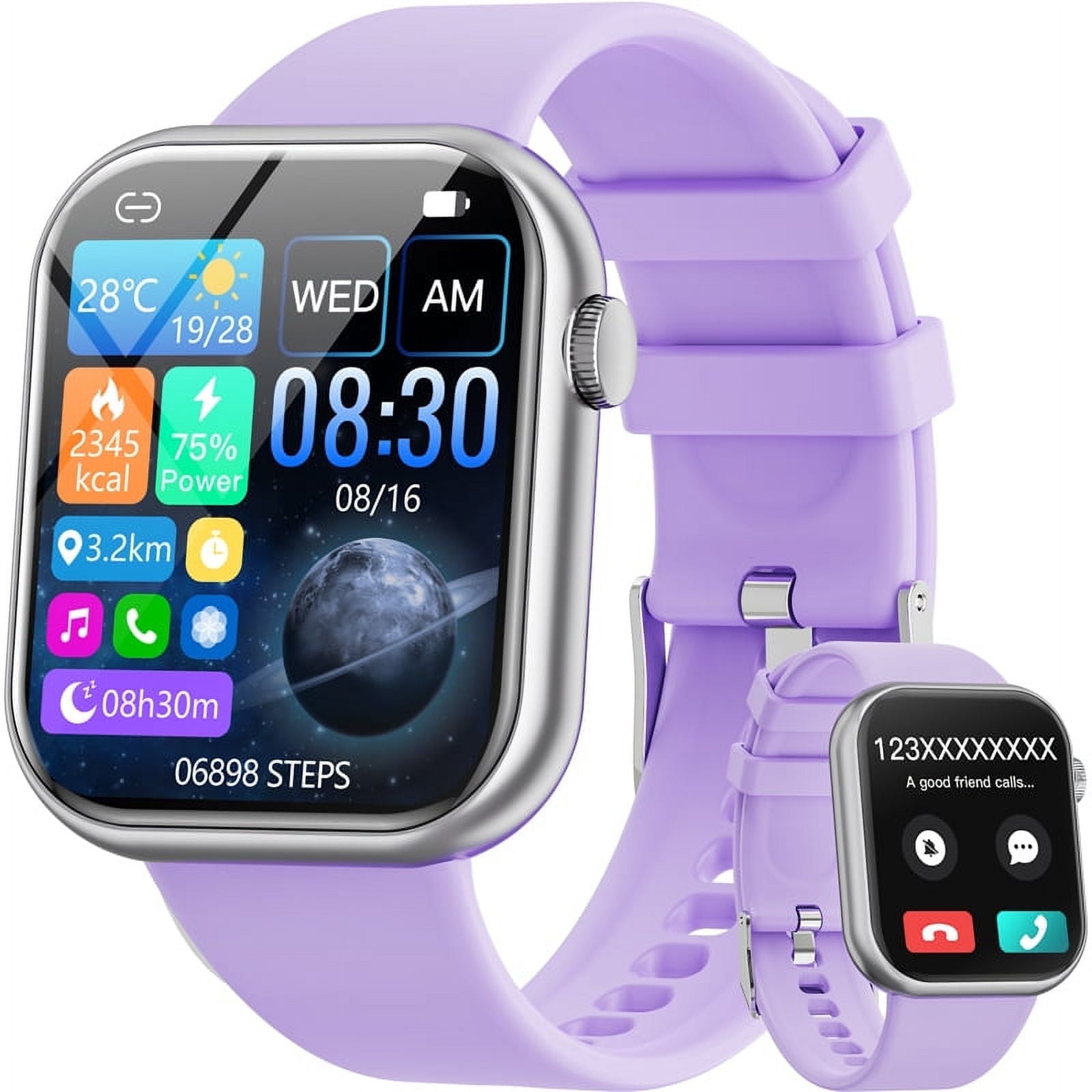 Mingdaln Women s Smartwatch 1.85 Inch with Calling Sports Modes Message Reminder Waterproof Pink Walmart