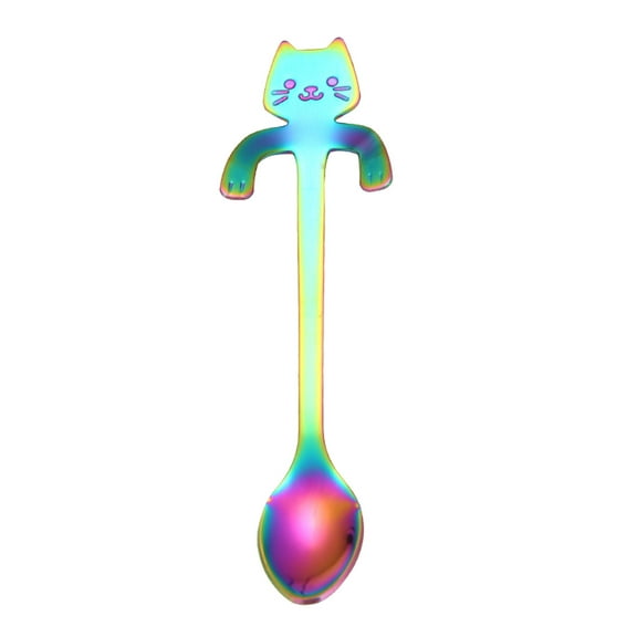 Mingjia Tableware,1X Spoon,Cat Spoon Short Handle Spoons Flatware Coffee Drinking Tools Kitchen Gadge