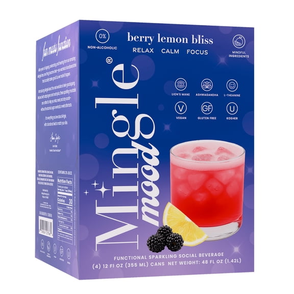 Mingle Mood Citrus Spritz Functional Beverage L-Theanine, Ashwagandha, and Lion's Mane for Calm & Clarity