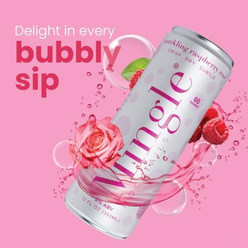 Mingle Mocktails Sparkling Raspberry Rose, Premium NonAlcoholic Drinks