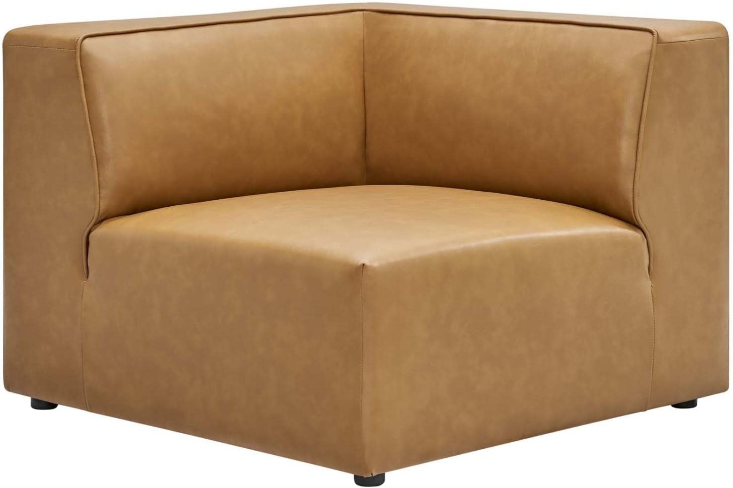 Mingle Vegan Leather Sectional Sofa Corner Chair Tan