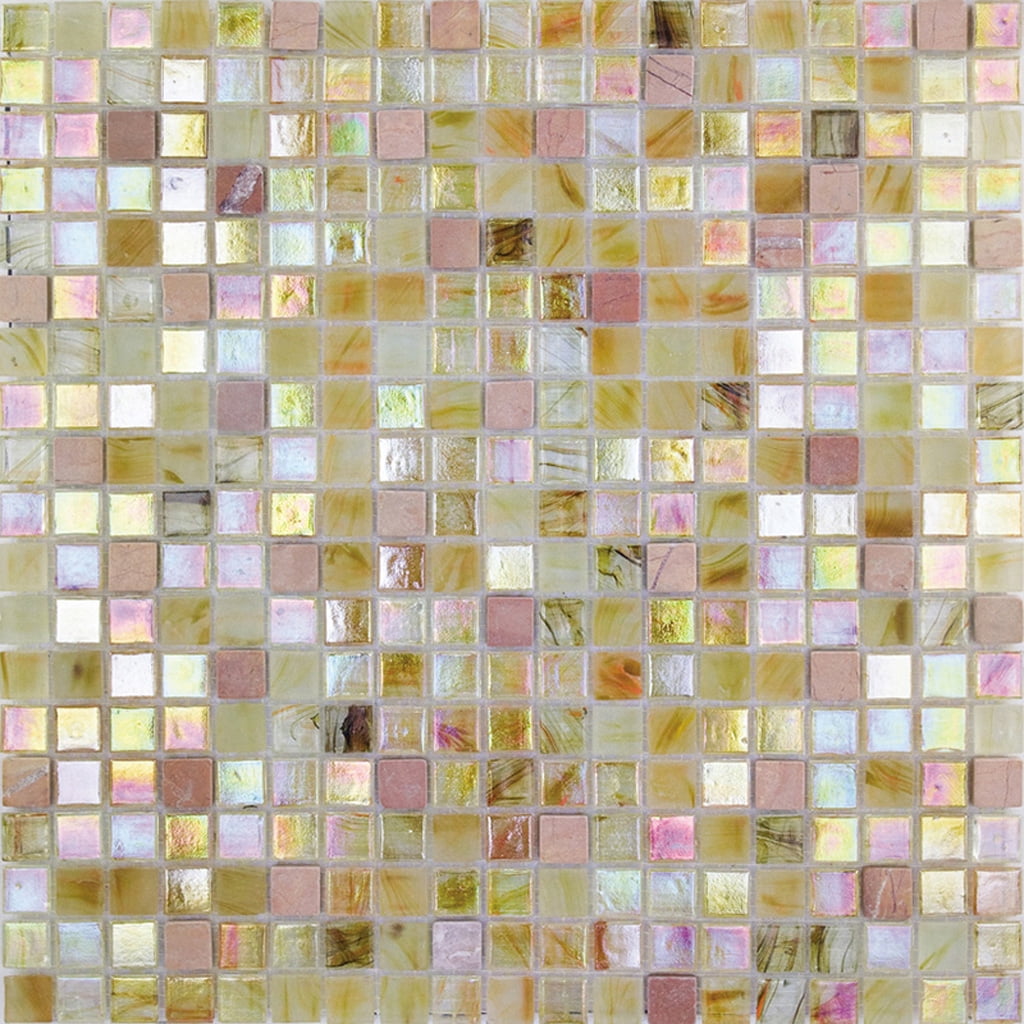 Mingles 11.6" Beige and Pearl Glass Mosaic Tile