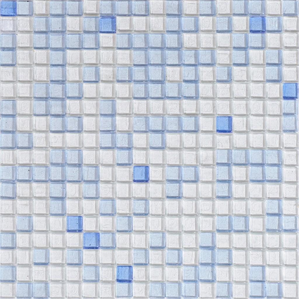 Glossy White and Blue Glass Mosaic Wall Tile