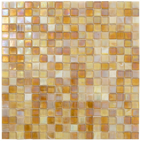 Mingles 11.6 in. x 11.6 in. Glossy White and Gold Glass Mosaic Wall and Floor Tile (18.69 sq. ft./case) (20-pack)