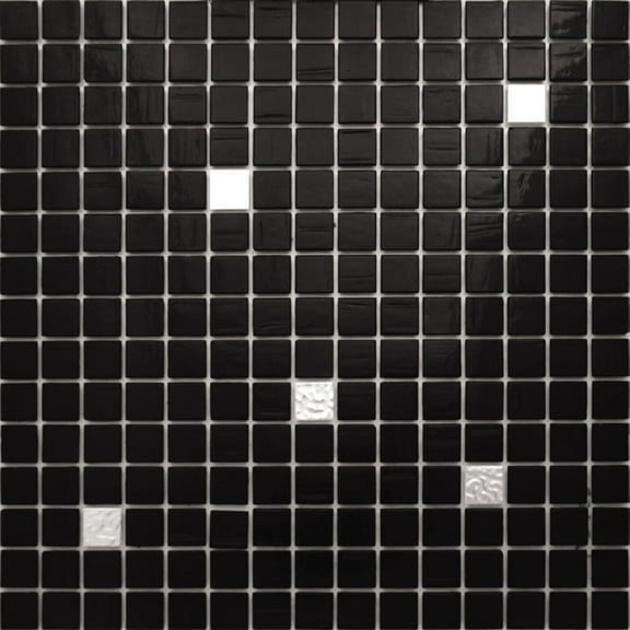 Mingles 12 in. x 12 in. Glossy Black and White Glass Mosaic Wall and Floor Tile (20 sq. ft./case) (20-pack)