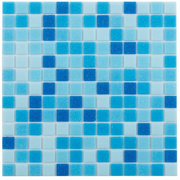 Mingles 12 in. x 12 in. Glossy Blue and White Glass Mosaic Wall and Floor Tile (20 sq. ft./case) (20-pack)