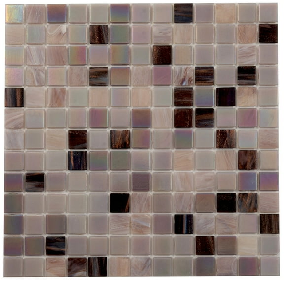 Mingles 12 in. x 12 in. Glossy Crepe Pink Glass Mosaic Wall and Floor Tile (20 sq. ft./case) (20-pack)
