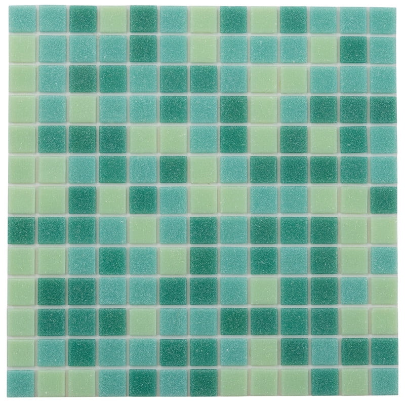 Mingles 12" x 12" Glossy Green Glass Mosaic Tile