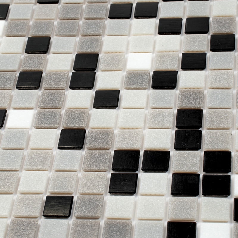 12" x 12" Black and Gray Glass Mosaic Tile