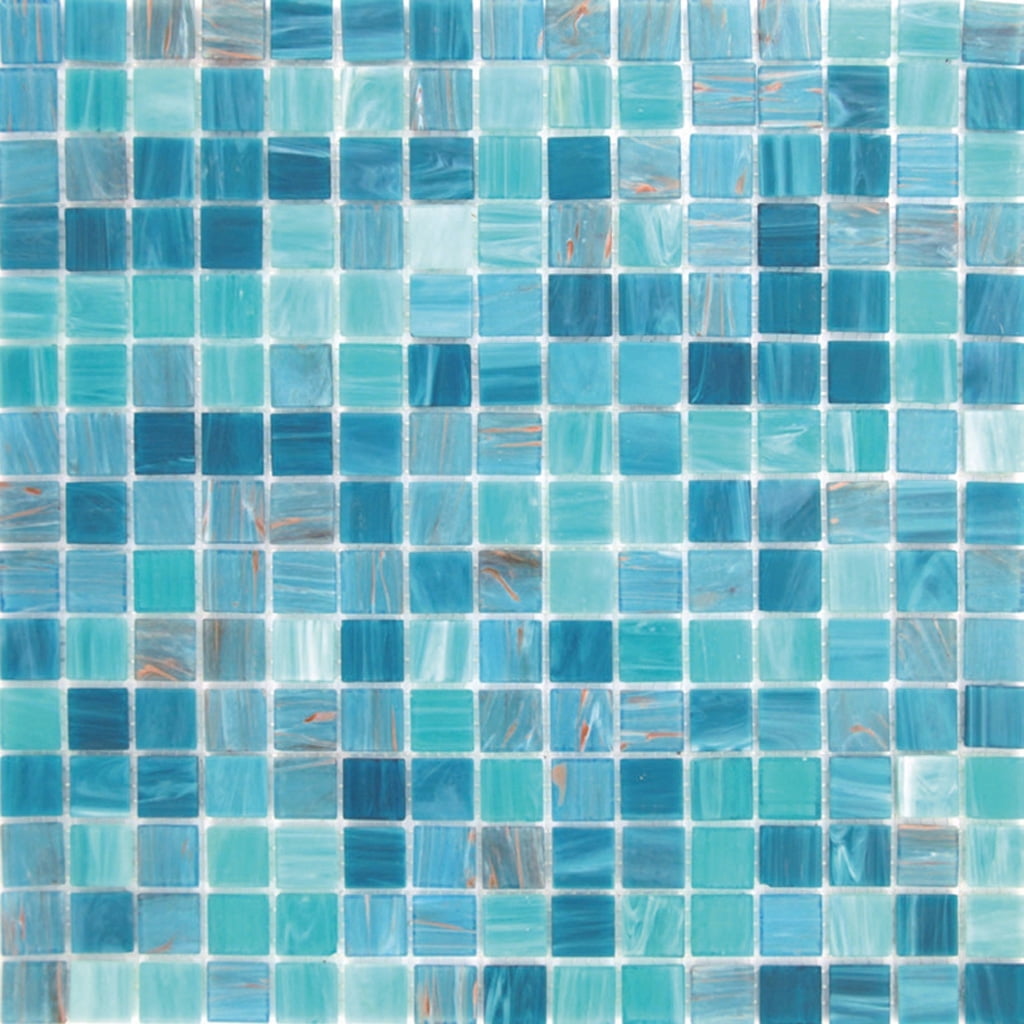 Mingles 12 in. x 12 in. Glossy Turquoise Green Glass Mosaic Wall and Floor Tile (20 sq. ft./case) (20-pack)