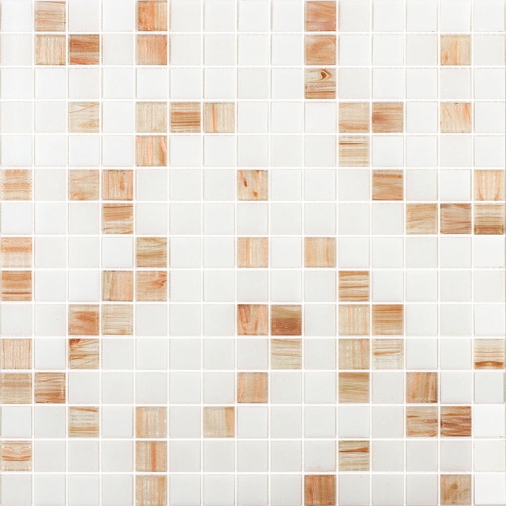Apollo 12" x 12" Glossy White and Beige Glass Mosaic Tile
