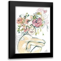 Mingo, Jessica 12x14 Black Modern Framed Museum Art Print Titled - Floral Woman