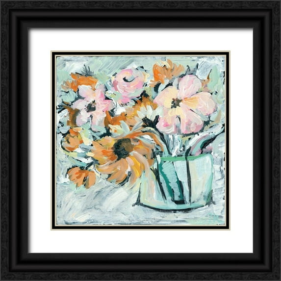 Mingo, Jessica 15x15 Black Ornate Wood Framed with Double Matting Museum Art Print Titled - Meadow Flowers