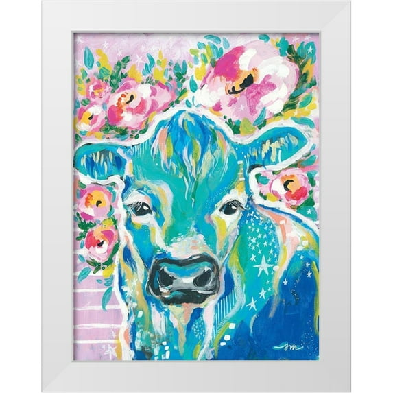 Mingo, Jessica 19x24 White Modern Wood Framed Museum Art Print Titled - My Cow Star