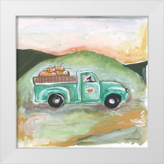 Mingo, Jessica 20x20 White Modern Wood Framed Museum Art Print Titled - Farm Fresh Pumpkins