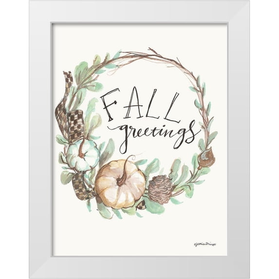 Mingo, Jessica 25x32 White Modern Wood Framed Museum Art Print Titled - Fall Greetings