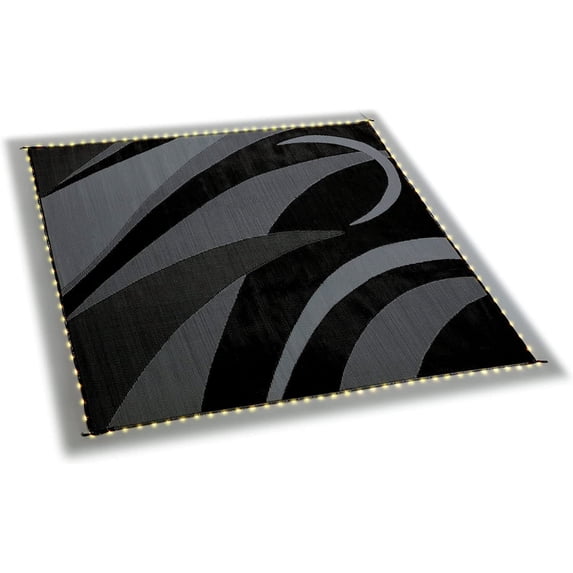 Mings Mark GA8111WL Reversible Mat w/110V LED Lights, 8' x 11', Black/Silver