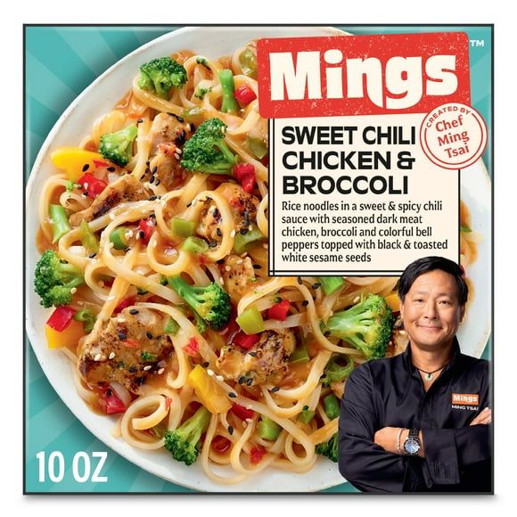 Mings Frozen Asian Rice Noodles Sweet Chili Chicken and Broccoli Microwave Meal, 10 oz (Frozen)