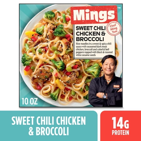Mings Frozen Asian Rice Noodles Sweet Chili Chicken and Broccoli Microwave Meal, 10 oz (Frozen)