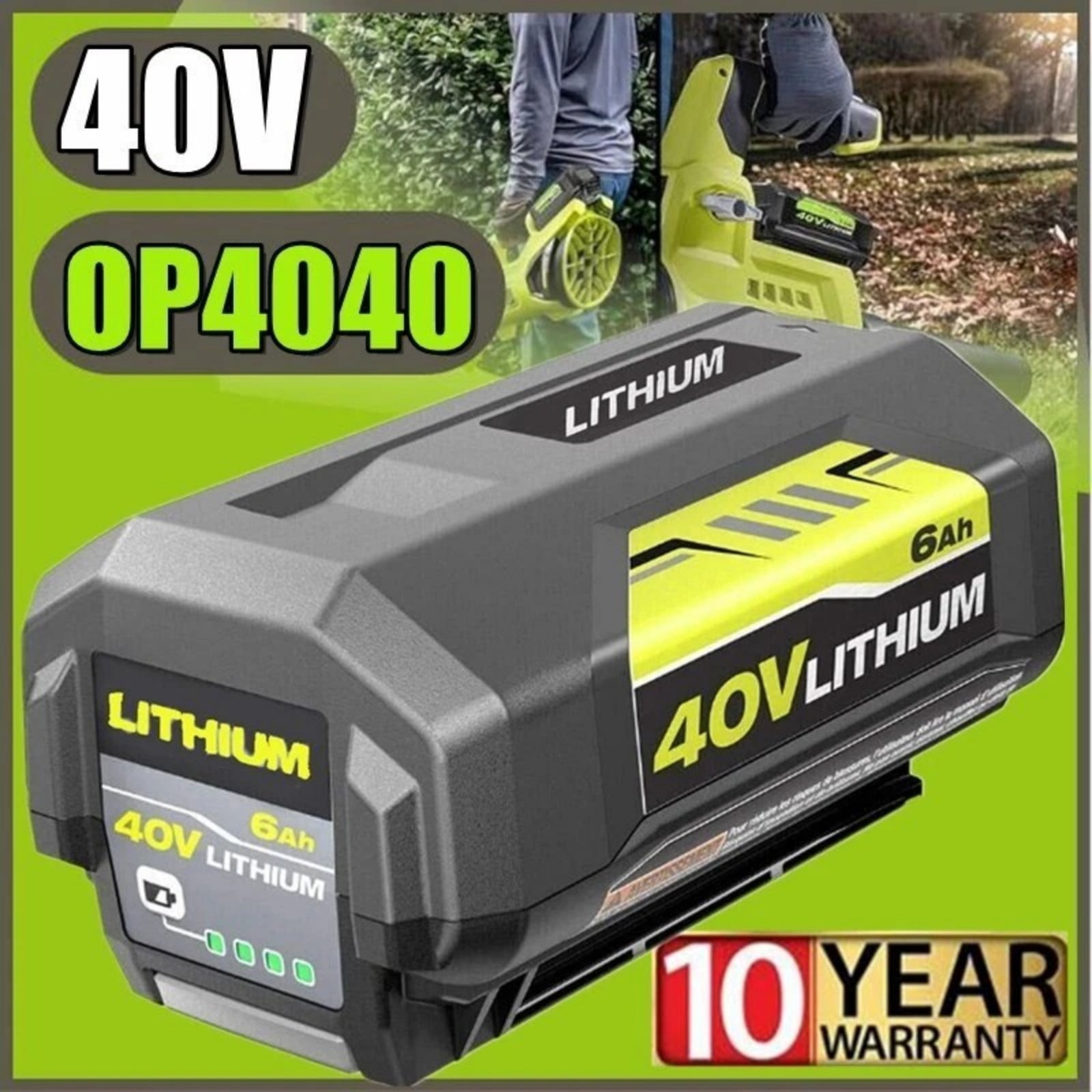 Mingsci OP4040A1 40V 6.0Ah Lithium-ion Battery Replacement for Ryobi 40V Battery OP4040 OP4050A OP4026 OP40201 OP40261 OP4030 OP40301OP4050 OP40601 mit LED Indicator