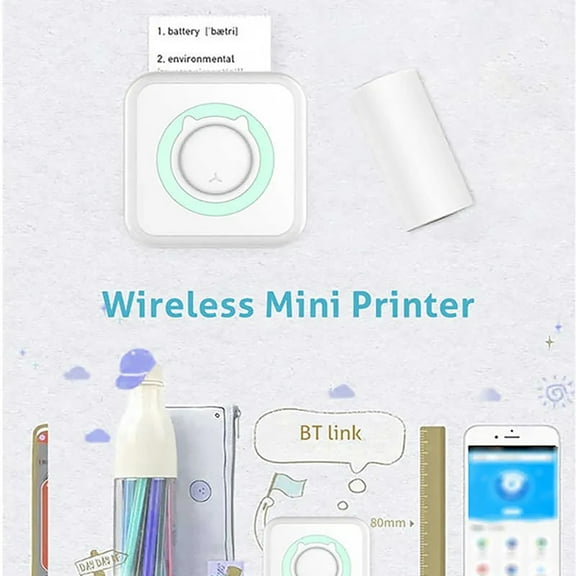 Mingsci Portable 57mm Bluetooth thermal Printer for android and iOS - Wireless, inkless Photo and Label Printing on the Go,Green