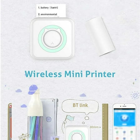 Mingsci Portable 57mm Bluetooth thermal Printer for android and iOS - Wireless, inkless Photo and Label Printing on the Go,Green