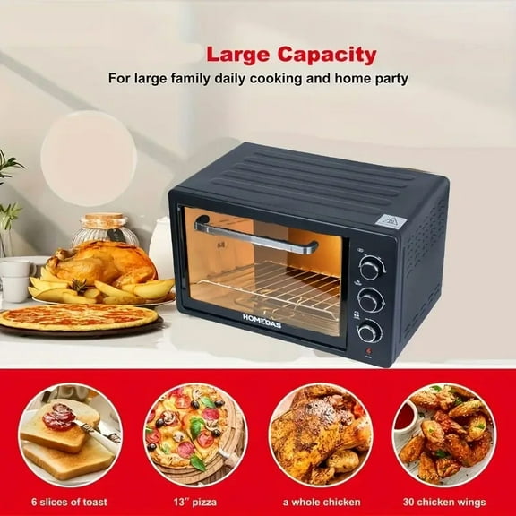 Mingsci household multi-function oven, 110V, 1600, 38qt with microwave heating function. Digital display. Pizza baking, defrosting, baking, grilling