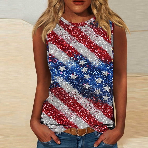 Mingw 4th of July Clothes Independence Day 4th of July Sleeveless Tee Womens Tops USA Flag Graphic Tank Tops
