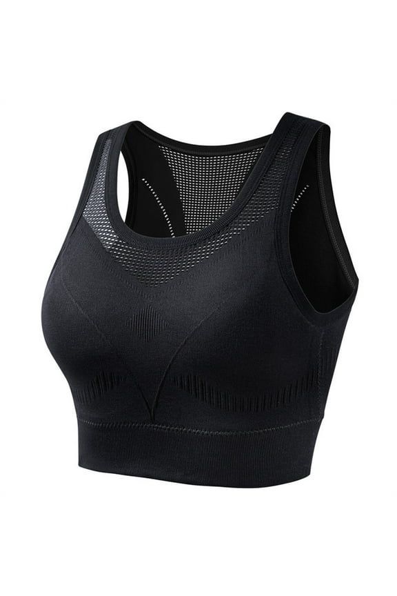 Balconette Bras High Impact Support Workout Running Tank Cropped Bra No Underwire full Coverage Padded with Removable Cups Back Medium Support Mesh Back Bra Black