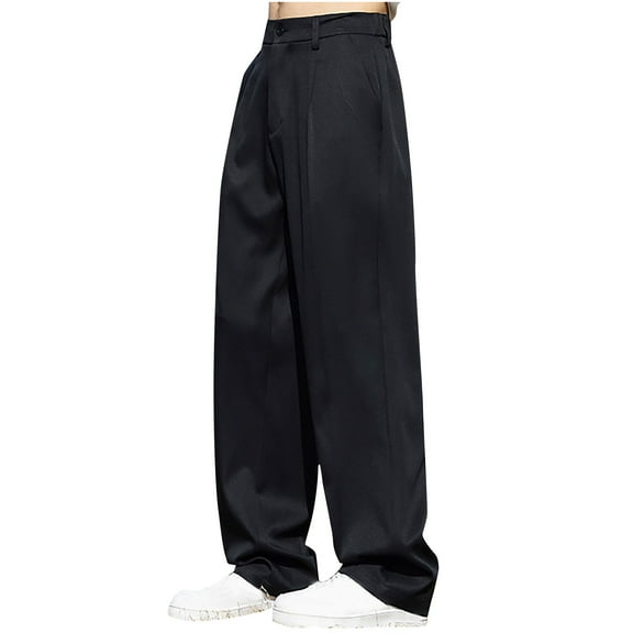 Mingw Big and Tall Mens Loose Fit Casual Daily Outdoor Casual Pants Comfortable Lightweight Breathable Wide Leg Pants,Black,M
