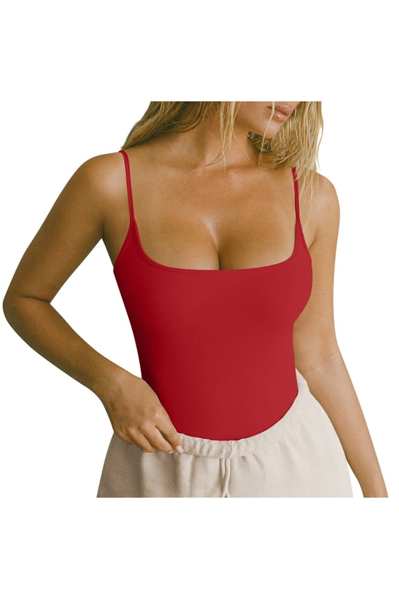Scoop Tank Top Classic Low Square Neck Sexy Tank Top Spaghetti Strap Sexy Cooling Breathable and Comfortable Outwear Available in Multi Color