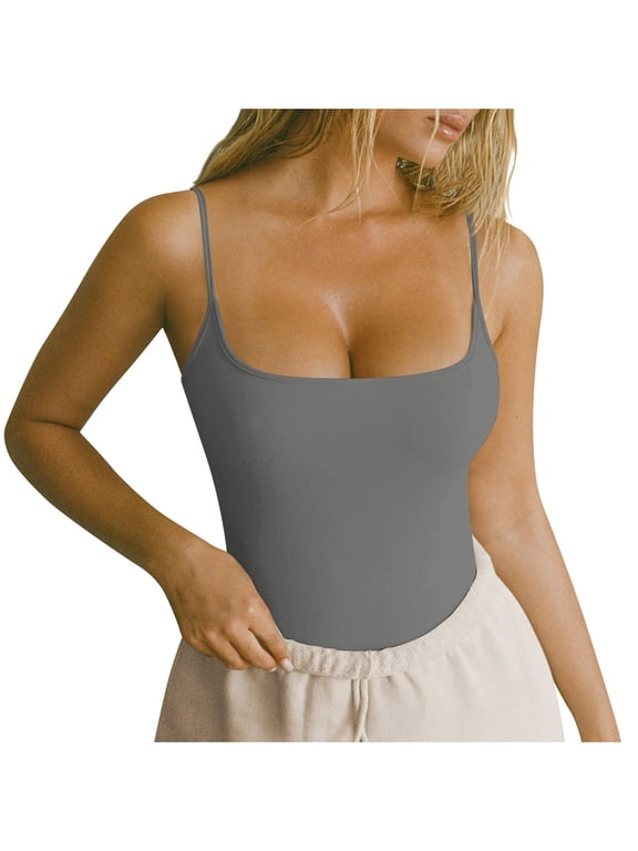 Scoop Tank Top Classic Low Square Neck Sexy Tank Top Spaghetti Strap Sexy Cooling Breathable and Comfortable Outwear Available in Multi Color