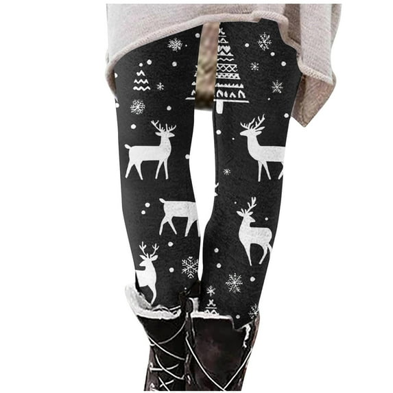 Mingw Christmas High Waisted Leggings for Women Snowflake and Santa Print Yoga Pants Soft Stretch Ankle Length Leggings ,Multicolor,S