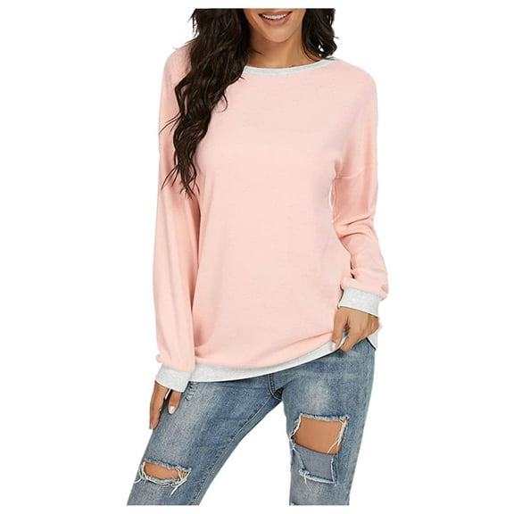 Mingw Colored Long Sleeve Tees for Women Loose Fit Casual Long Sleeve Top Off the Shoulder Tunic Comfortable Timeless Versatile Blouse