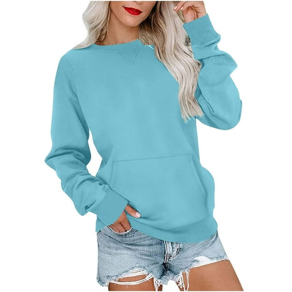 Mingw Colored Long Sleeve Tees for Women Loose Fit Casual Long Sleeve Top Round Neck Tunic Comfortable Timeless Versatile Blouse