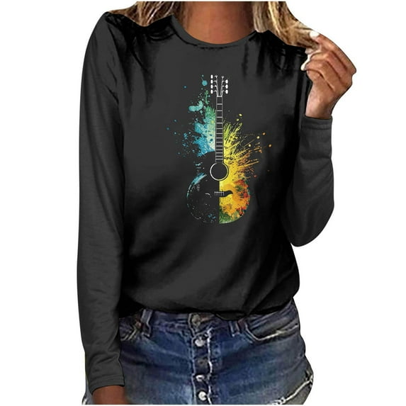 Mingw Colored Long Sleeve Tees for Women Sweatshirts Crew Neck Graphic Long Sleeve Fall Tunic Top