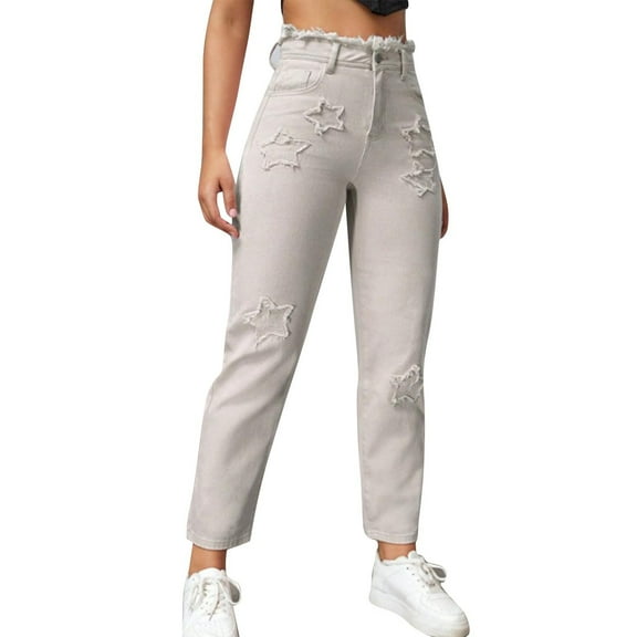 Mingw Cropped Jeans for Women High Waisted Wide Leg Loose Stretchy Boyfriend Denim Pants Baggy Jeans for Women ,Gray,XS