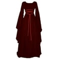 thumbnail image 1 of Mingw Era Costumes for Women Halloween Costumes High Prenium Long Sleeve Dress Vintage Medieval Maxi Dresses, 1 of 4