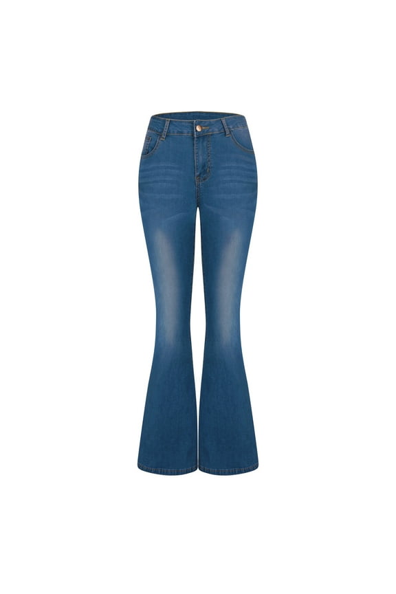 Flare Jeans for Women High Waisted Stretchy Bell Bottom Denim Jeans Vintage 70s Comfort Retro Denim Jeans,Light Blue,M