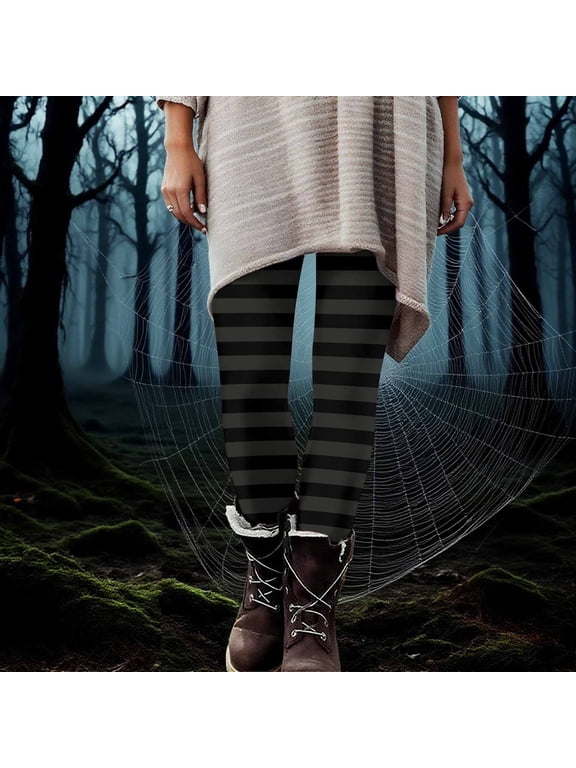 Halloween Striped Print Leggings for Women Sports Fitness Pants Casual Tight Fitting Yoga Pants Stretch Pants,Multicolor,S