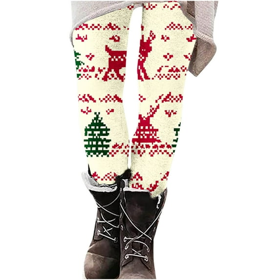 Mingw Ladies Festival Christmas leggings Slim Fit Skinny Stretchy Printed Yoga Pants ,Multicolor,L